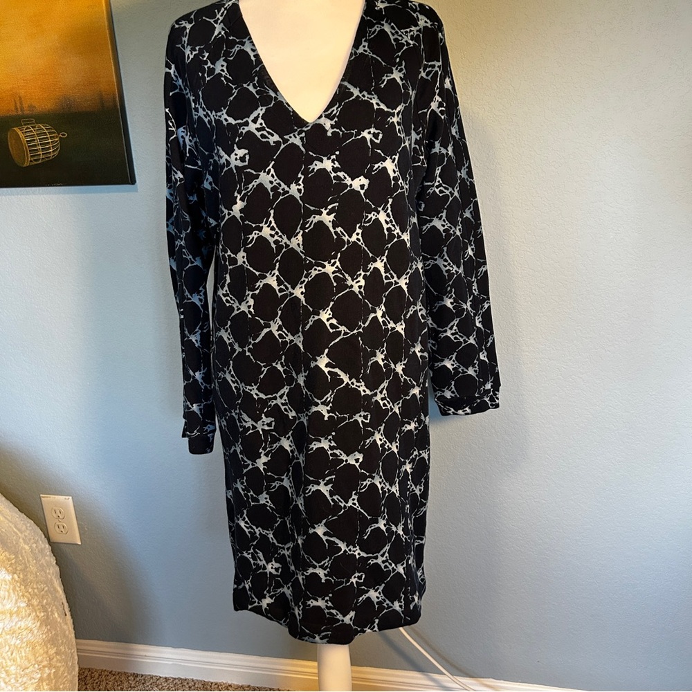 BALENCIAGA T’s Crack Pattern Navy Blue Long Sleeve Dress Coverup | M